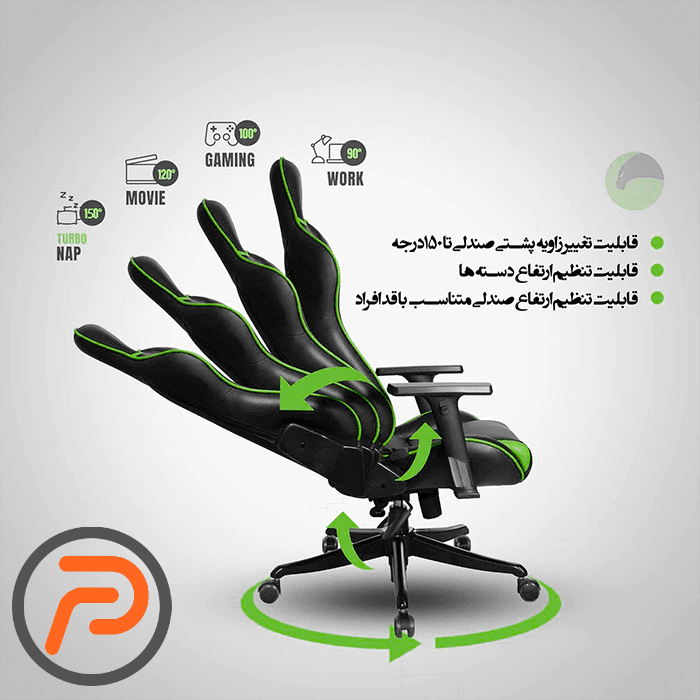 صندلی گیمینگ رنزو فابریک grey — تصویر ۵