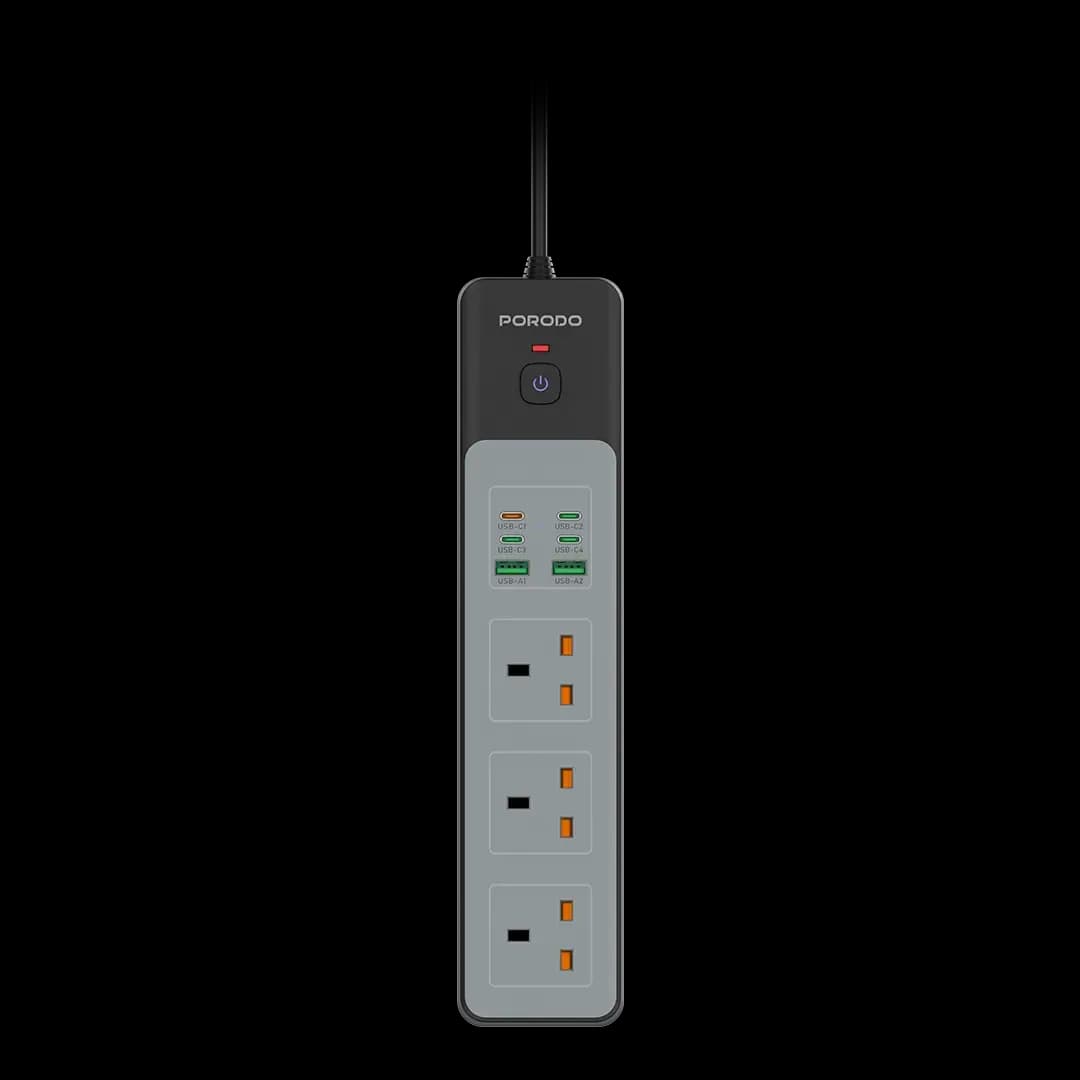 چندراهی برق هوشمند و شارژر 45 وات پرودو Porodo 3AC 3000W Power Strip PD-FWCH052