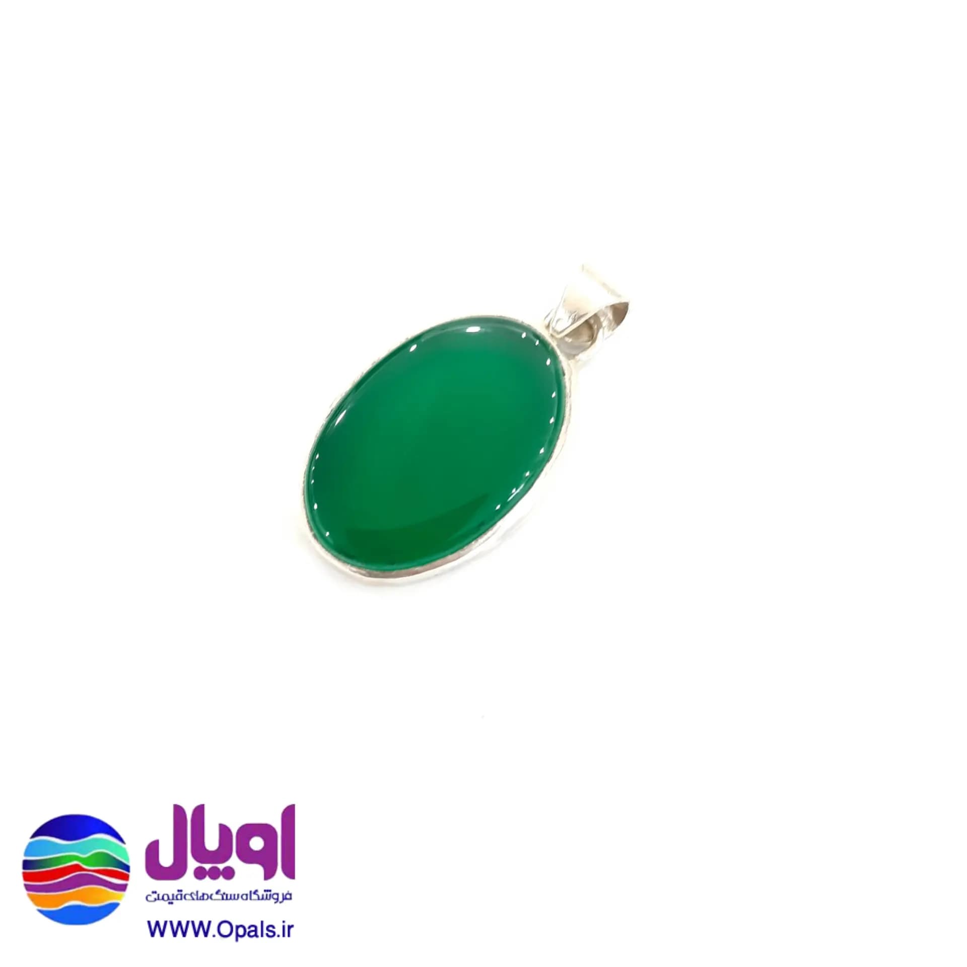 آویز نقره دست ساز زنانه با نگین فیروزه بیضی 4.35 گرم