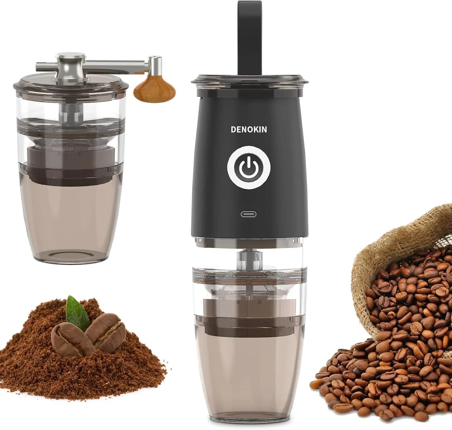 آسیاب قهوه قابل حمل گرین Green Lion Portable Coffee Grinder مدل46 وات، 5 سرعته با شارژ Type‑C — تصویر ۷