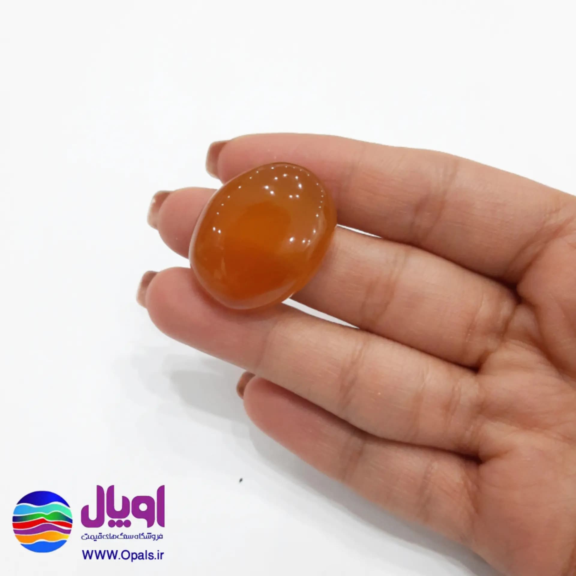 نگین عقیق نارنجی بیضی 7.17 گرم — تصویر ۵