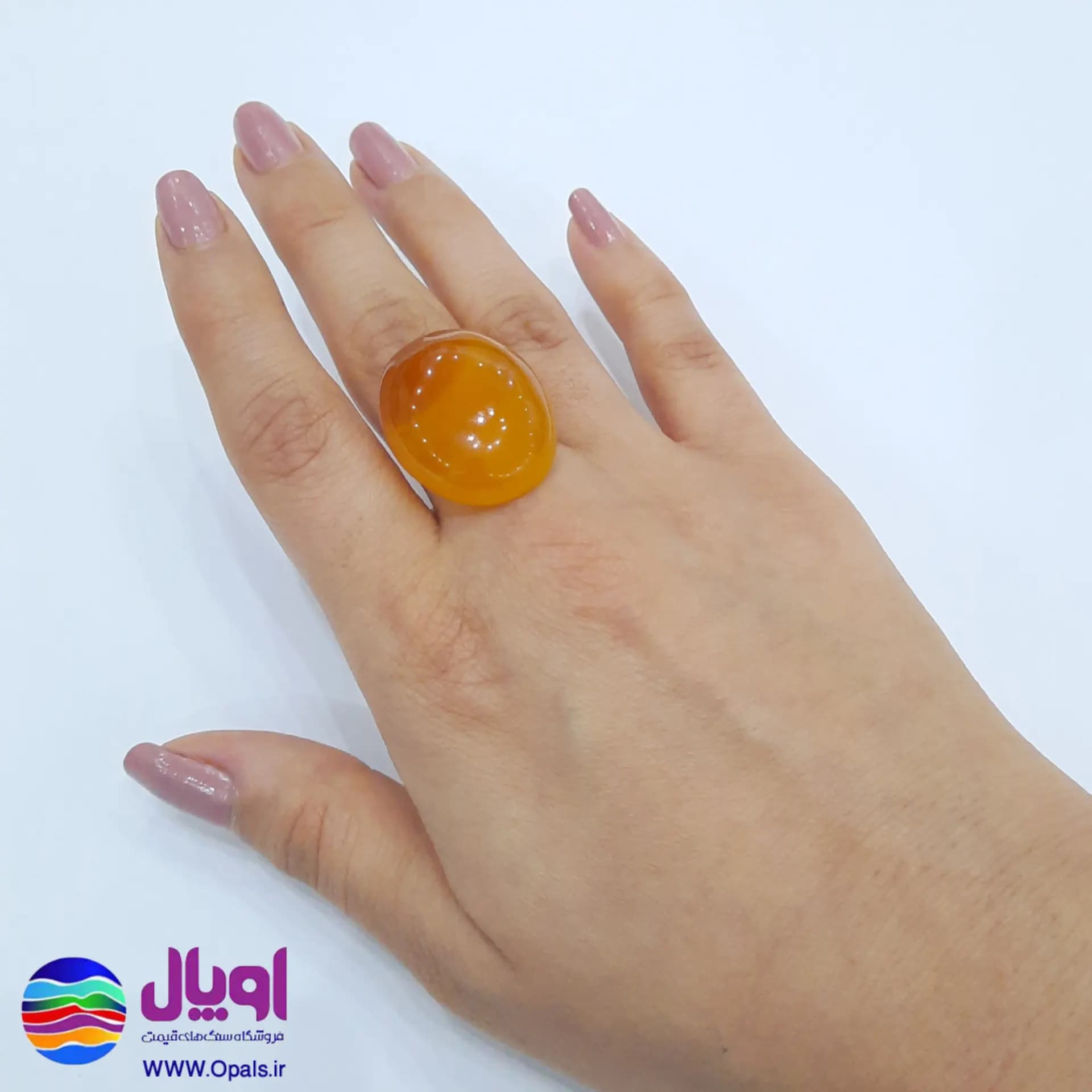 نگین عقیق نارنجی بیضی 7.17 گرم — تصویر ۶