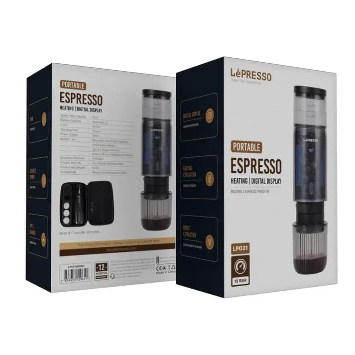 اسپرسوساز شارژی قابل حمل لپرسو LePresso Portable Mini Espresso Machine with Travel Pouch LPCFFM0031 | فشار تا 15 بار + مخزن 80ml — تصویر ۳