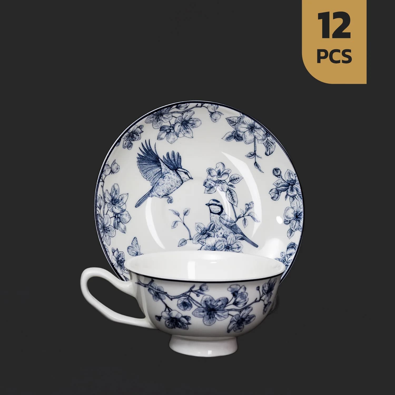 سرویس 12 پارچه چایخوری بن چاینا دینووا ساینا طرح D-4009