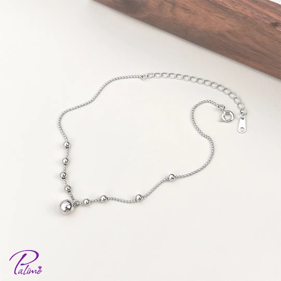 پابند نقره گوی B2232 با روکش طلای سفید — تصویر ۳