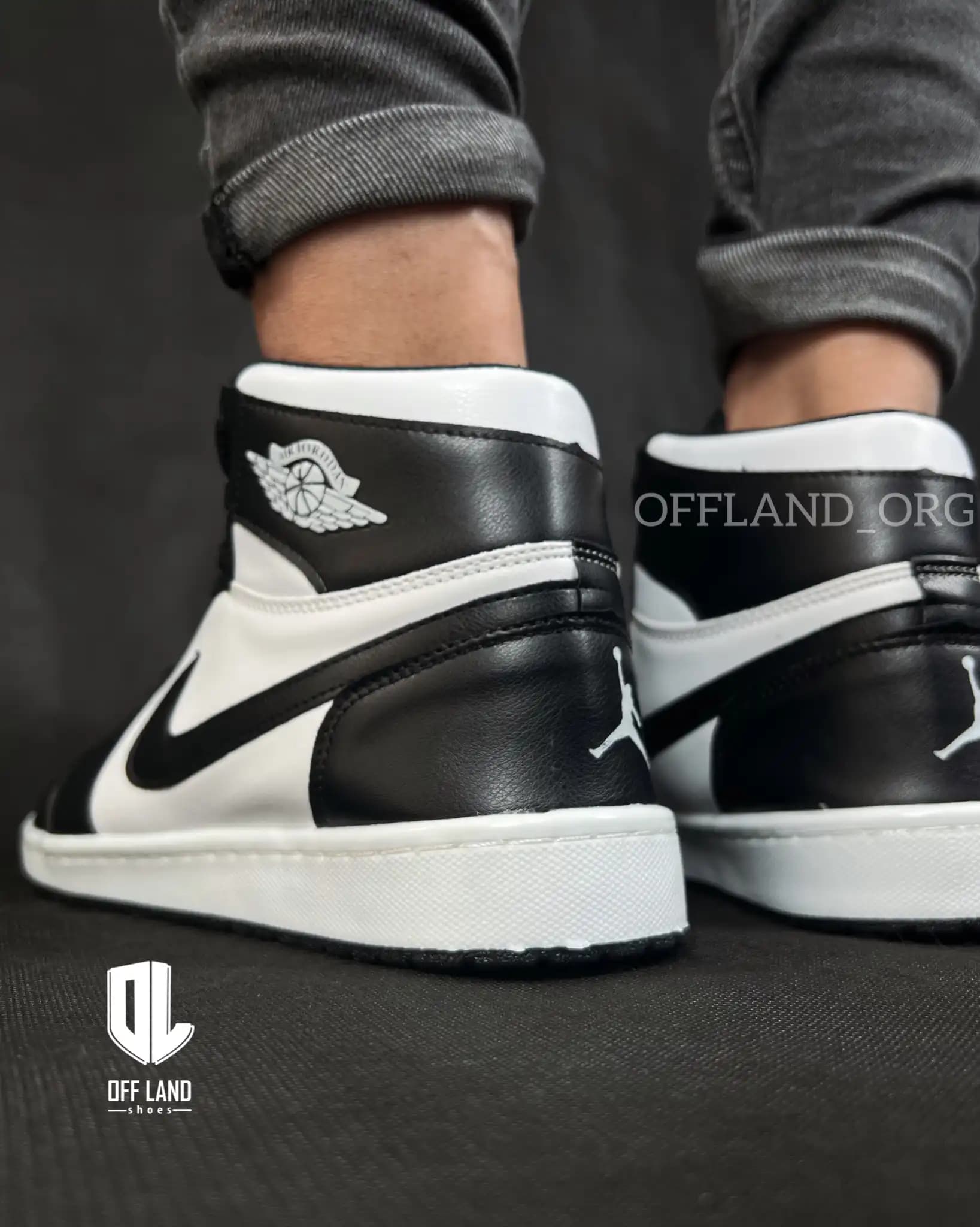 کفش نایک جردن 1 مشکی سفید | nike jordan 1 black white | کد:1052 — تصویر ۵