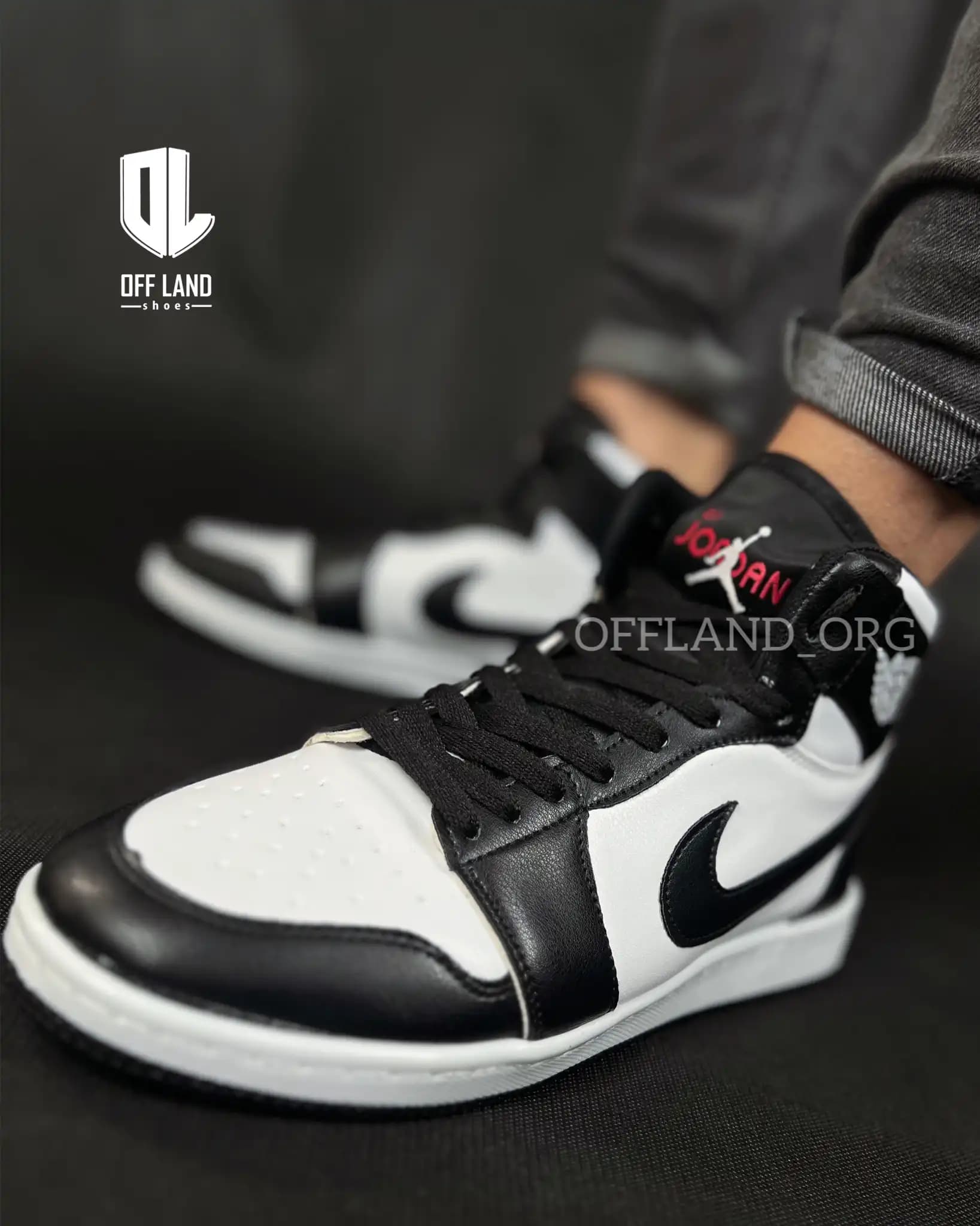 کفش نایک جردن 1 مشکی سفید | nike jordan 1 black white | کد:1052 — تصویر ۴