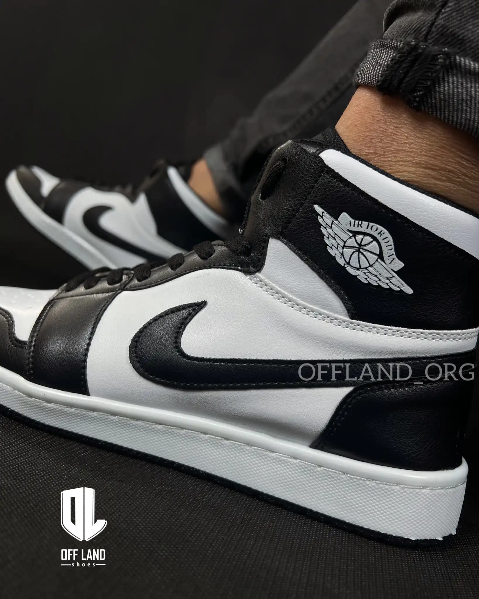 کفش نایک جردن 1 مشکی سفید | nike jordan 1 black white | کد:1052 — تصویر ۷
