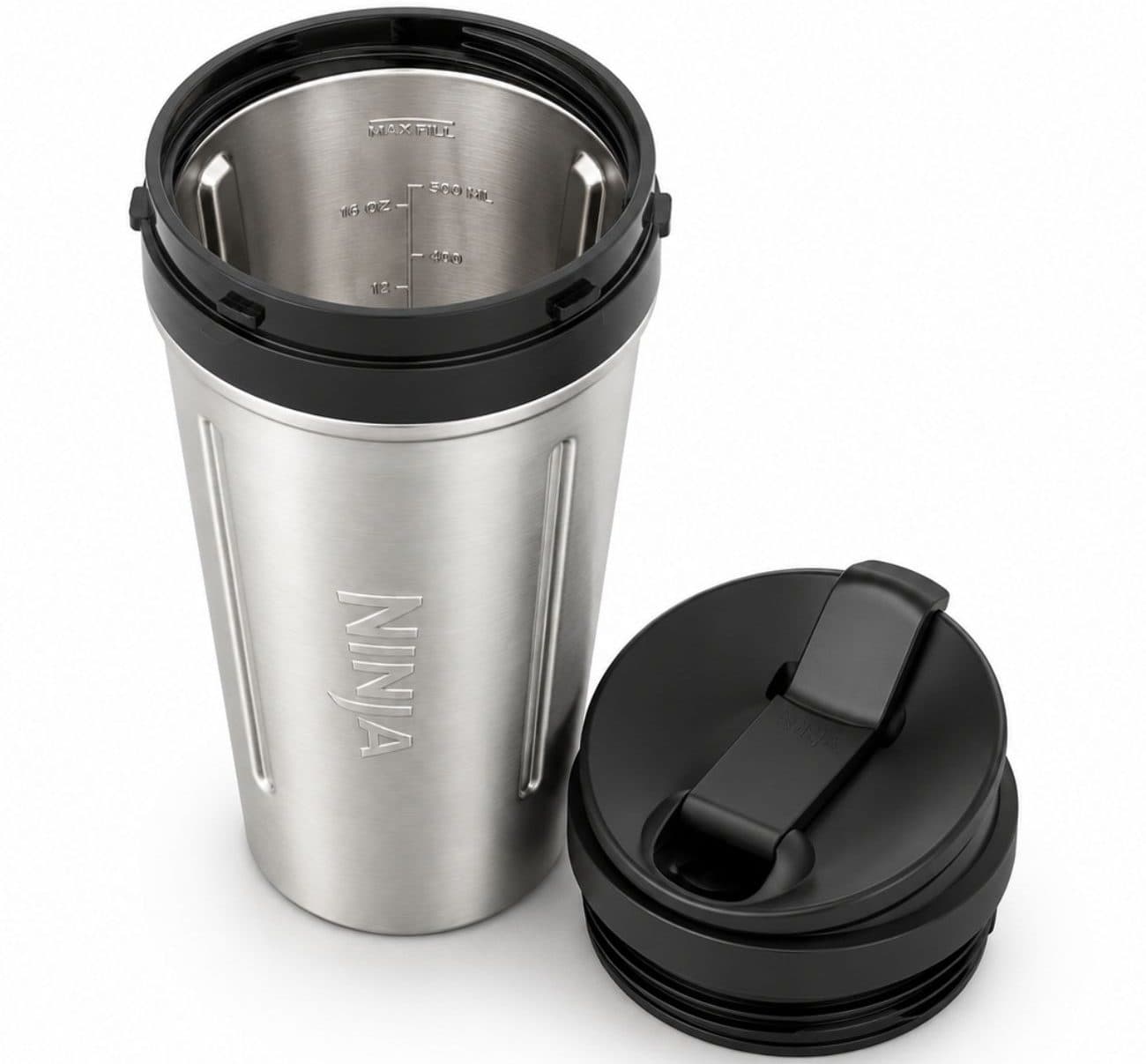 لیوان استیل نینجا Nutri Ninja 650 میلی‌لیتر با درپوش Sip & Seal — تصویر ۳