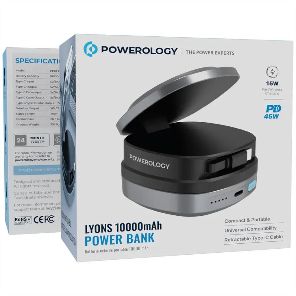 پاوربانک مدل Lyons ظرفیت 10000 میلی آمپری پاورولوژی — تصویر ۲