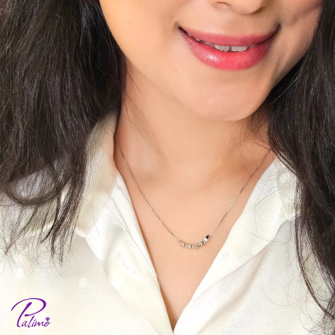 گردنبند نقره مدل آریس کد N2229 با روکش طلا سفید — تصویر ۲