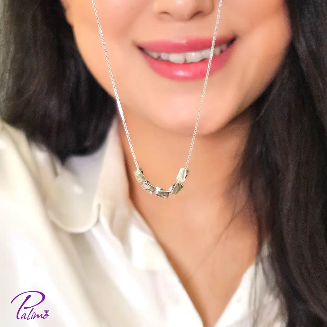 گردنبند نقره مدل آریس کد N2229 با روکش طلا سفید — تصویر ۵