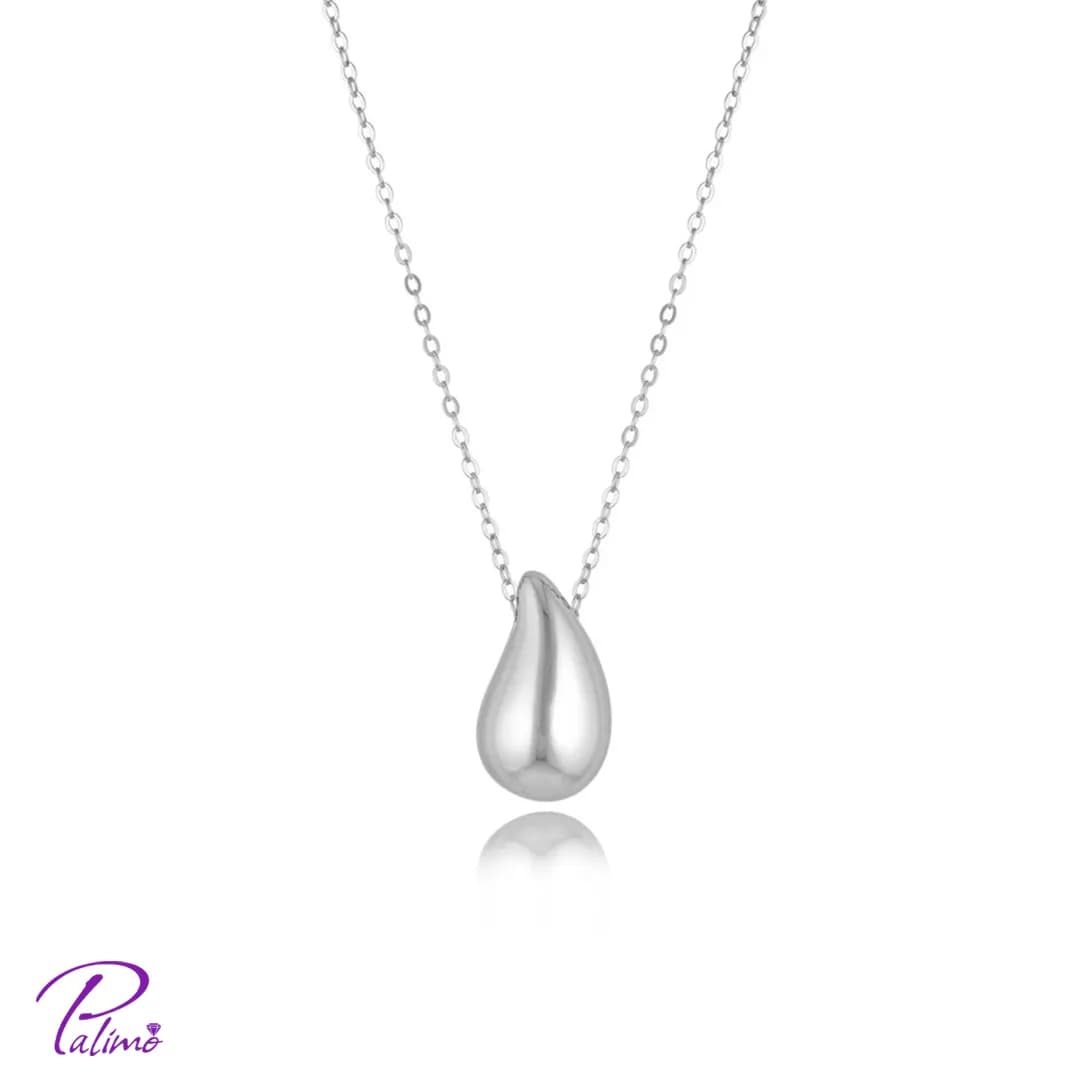 گردنبند نقره قطره کد N2226 با روکش طلا سفید