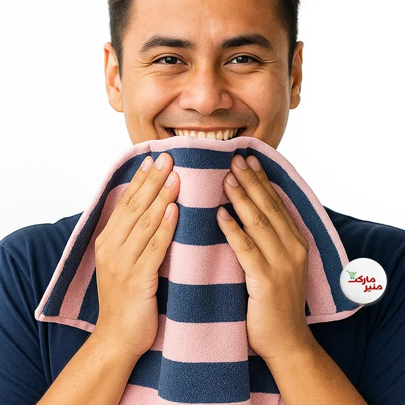 حوله دست و صورت پولیشی راه راه (حوله دستی)