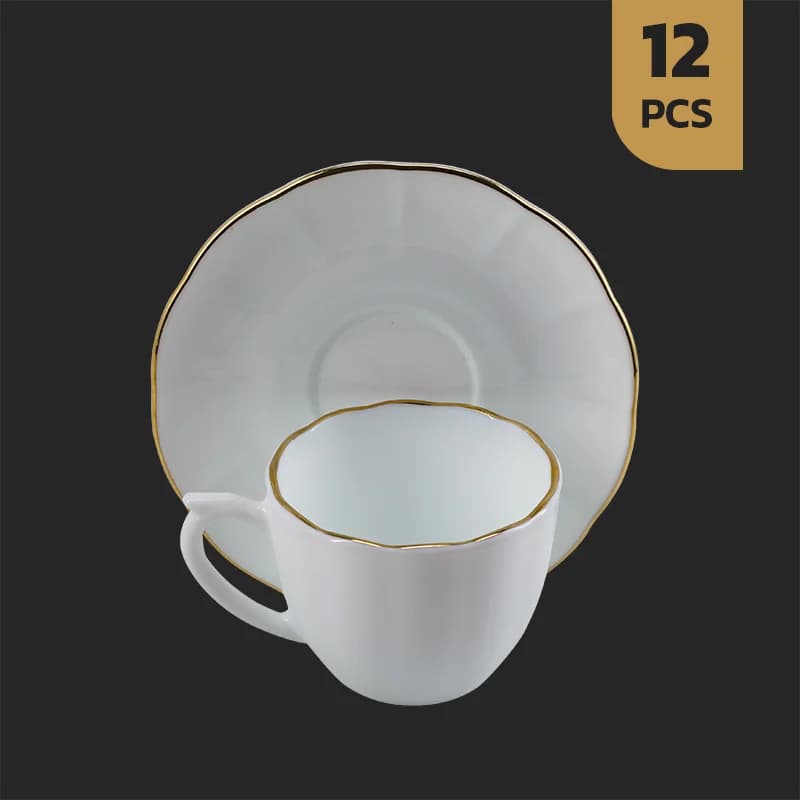 سرویس چای خوری 12 پارچه اپال نیلوفری لب طلا