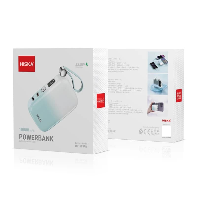 پاوربانک هیسکا HISKA مدل HP-125PD ظرفیت 10000 میلی آمپر ساعت