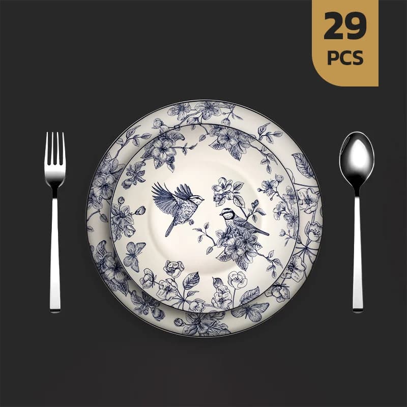 سرویس 2 نفره قاشق چنگال و بن چاینا طرح d-4009