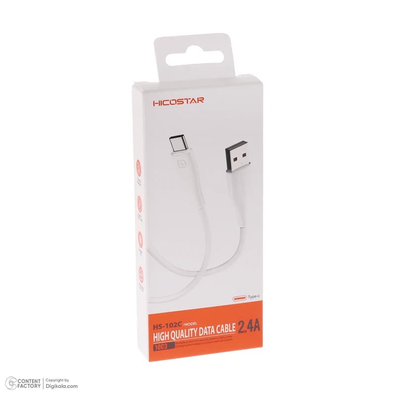 کابل شارژ هایکو استار HICOSTAR مدل HS-102C با سری USB-A به Type-C طول 1 متر