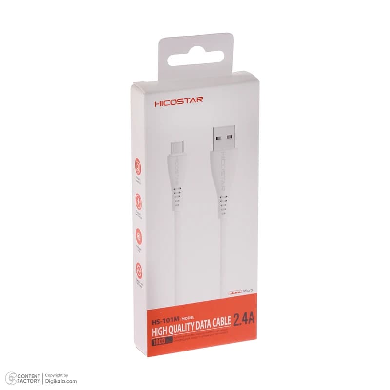 کابل شارژ هایکو استار HICOSTAR مدل HS-101 با سری USB-A به microUSB طول 1 متر
