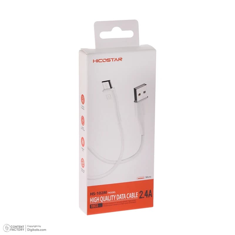 کابل شارژ هایکو استار HICOSTAR مدل HS-102 با سری USB-A به microUSB طول 1 متر