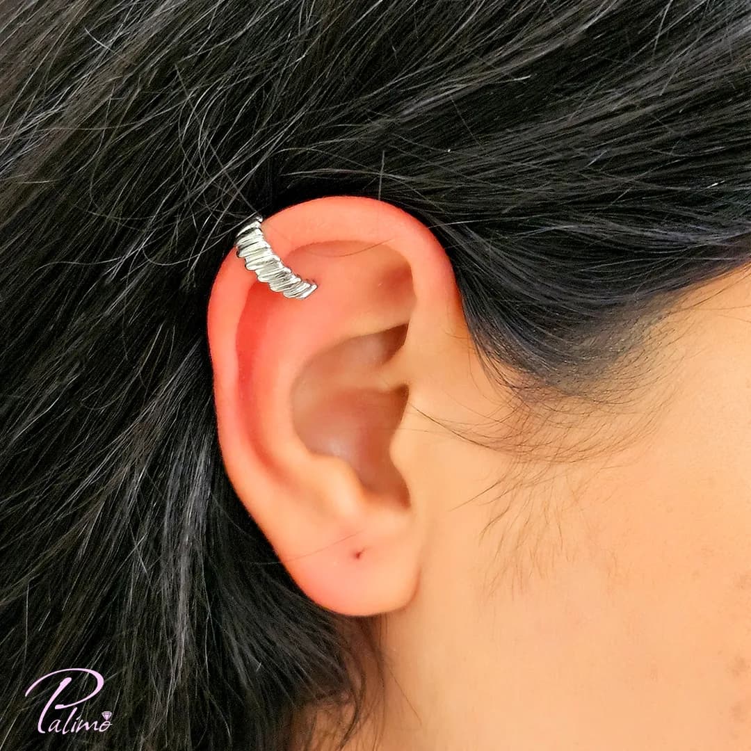 گوشواره نقره ایرکاف (تکی) مدل لینا E2150 با روکش طلای سفید — تصویر ۲