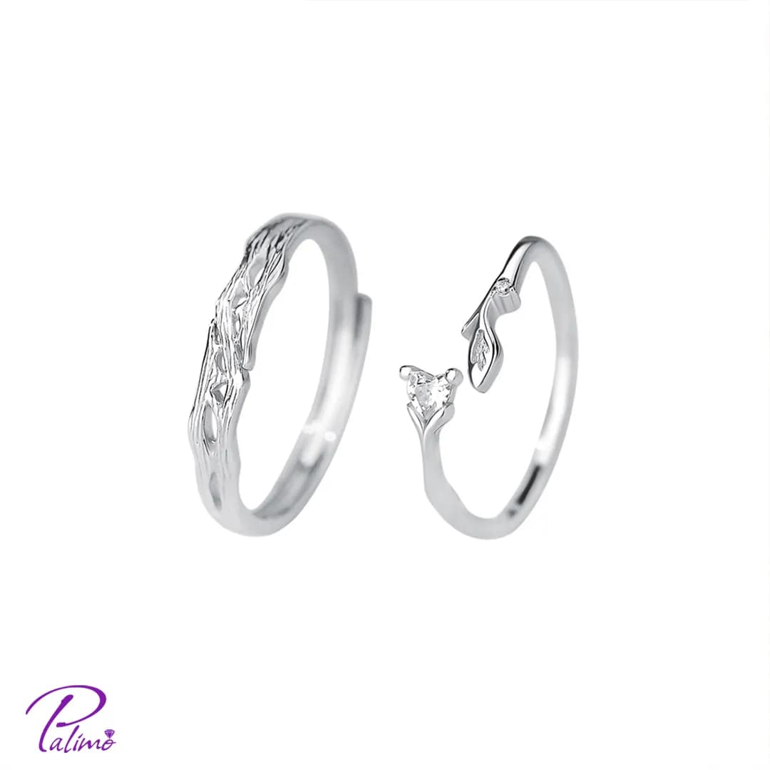 حلقه ست جفت نقره مدل همدم کد R2139 با روکش طلای سفید
