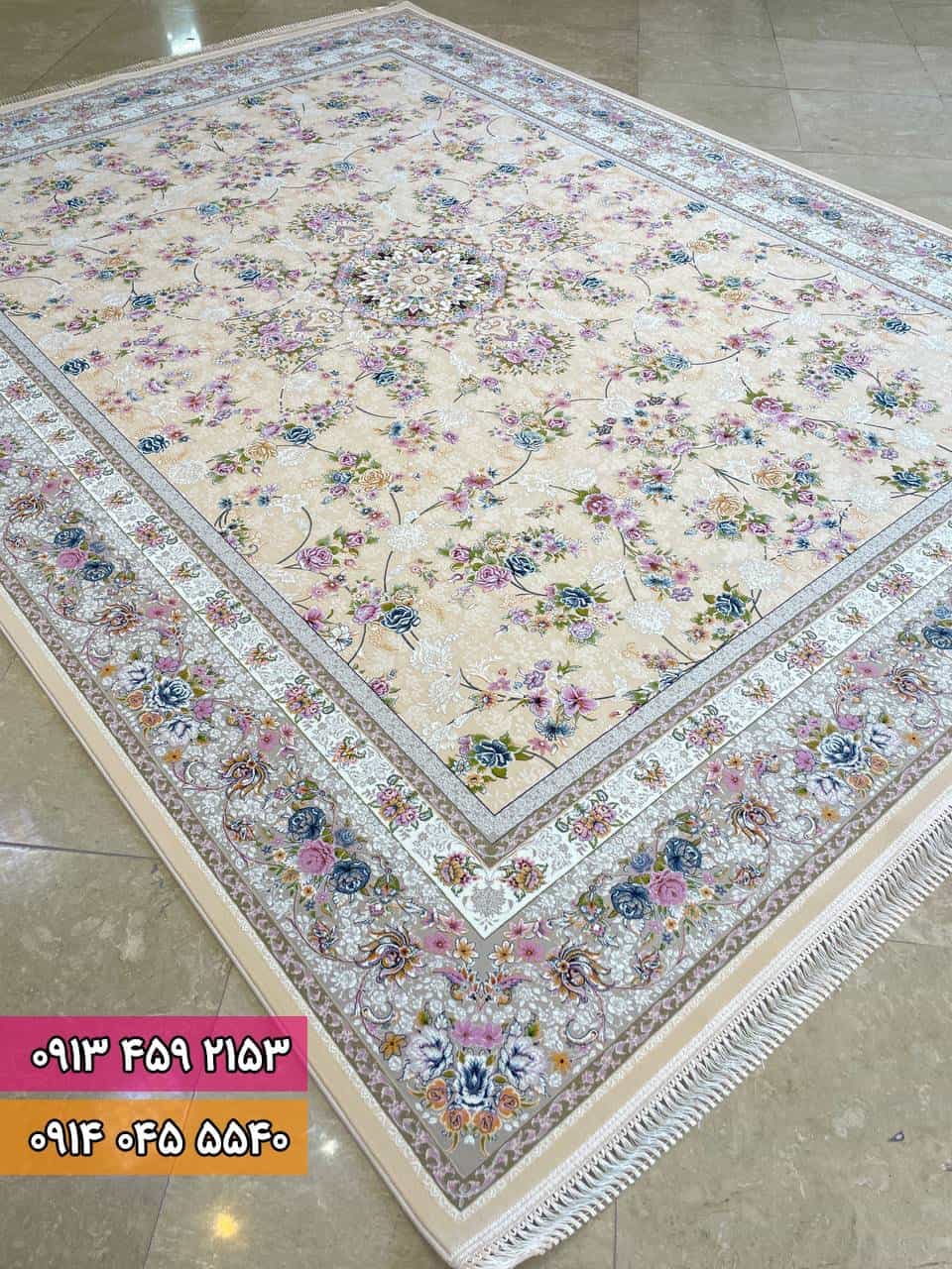 فرش طرح صحرا کرم
