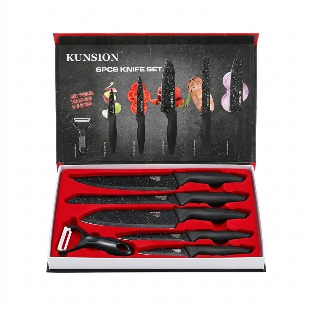 ست ۶ تکه چاقوی آشپزخانه کانسیون مدل سانتوکو KUNSION کد ۱۴۰
