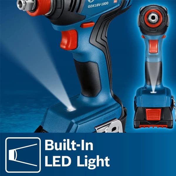 بکس شارژی 18 ولت بوش مدل Bosch GDX18V-1800B12 18V EC Brushless 1/4 In 1/2 — تصویر ۸