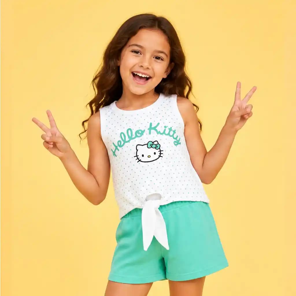 تاپ و شلوارک طرح Hello kitty دخترانه (18 ماه تا 7 سال) کد 628912 — تصویر ۲