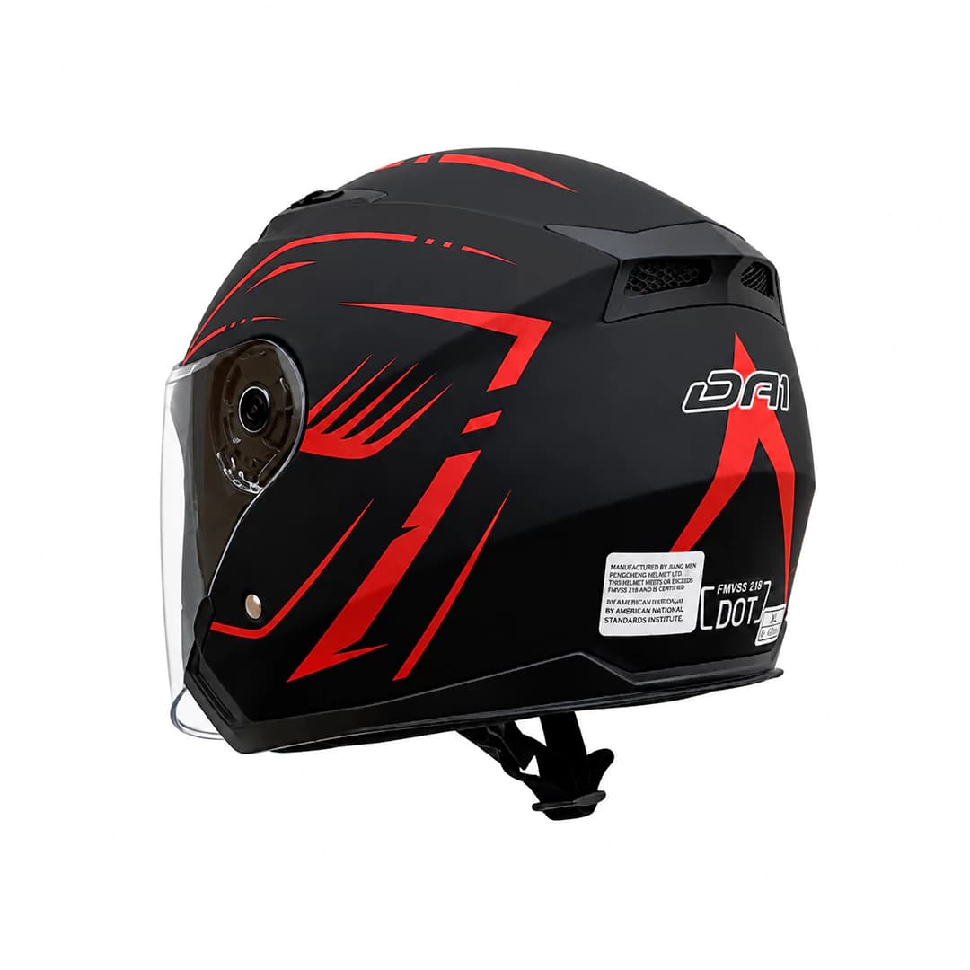 کلاه کاسکت بدون فک DA1 مدل 402MATT BLACK GERAPHIC RED — تصویر ۳