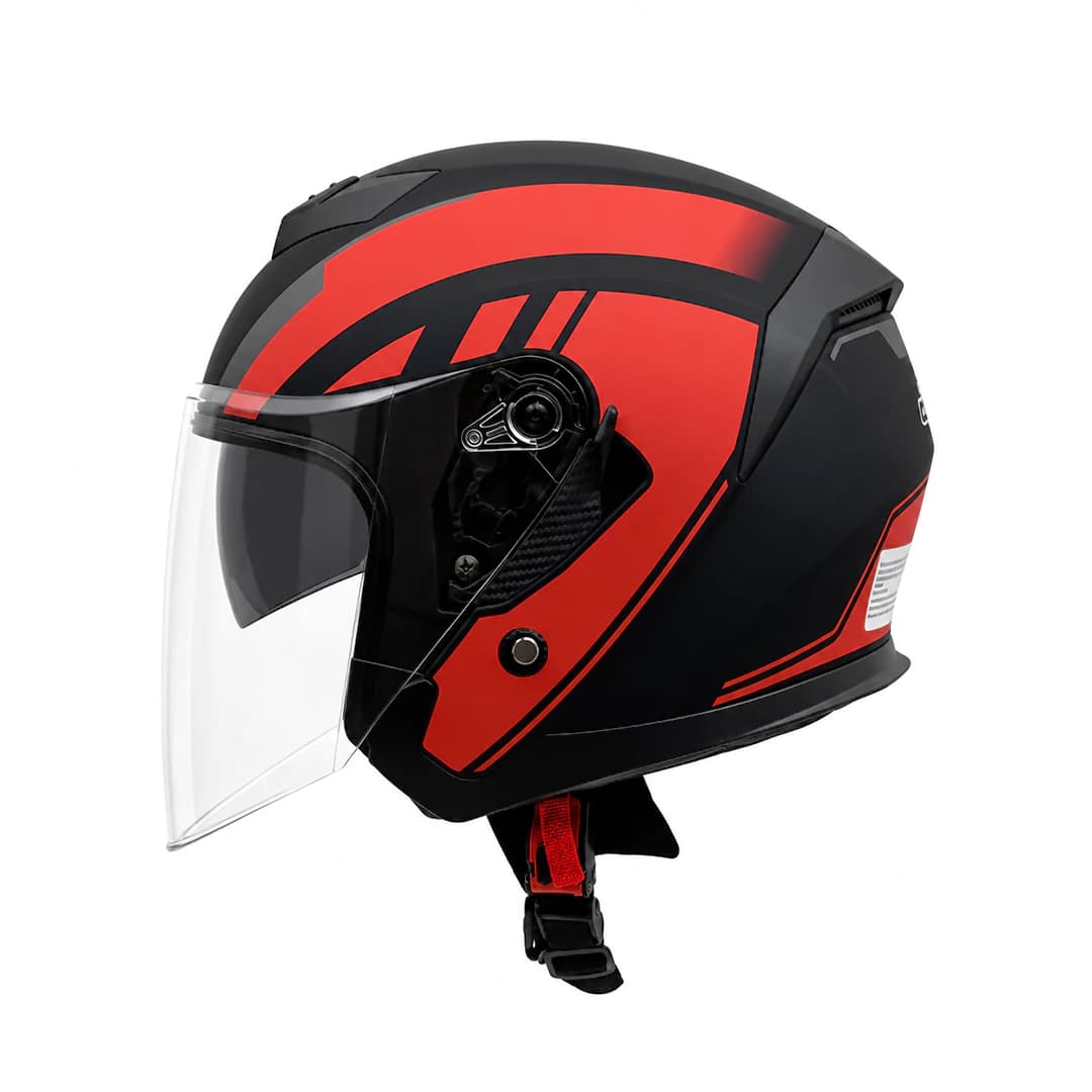 کلاه کاسکت بدون فک DA1 مدل 405MATT BLACK GRAPHIC RED — تصویر ۲