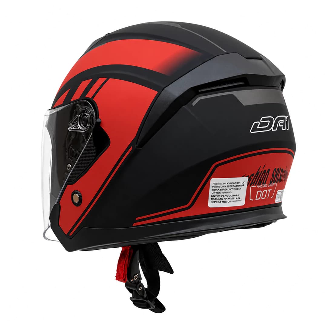 کلاه کاسکت بدون فک DA1 مدل 405MATT BLACK GRAPHIC RED — تصویر ۳