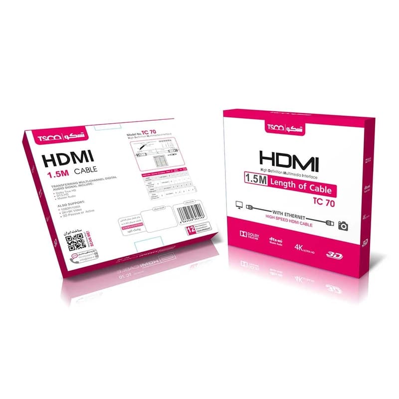 کابل HDMI 4K تسکو (TSCO) مدل TC 70 به طول 1.5 متر — تصویر ۲