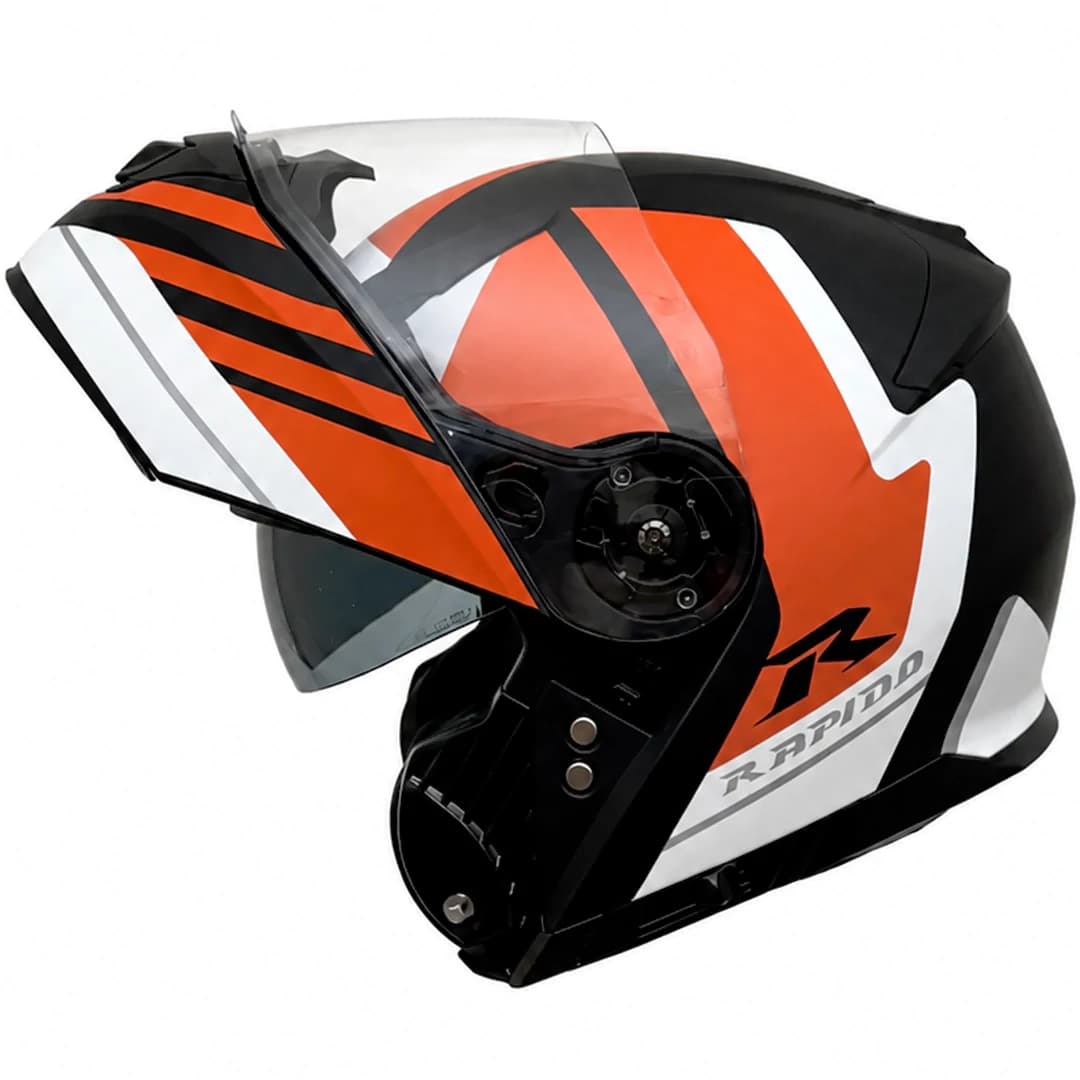 کلاه کاسکت فک متحرک راپیدو مدل 950MATT BLACK WHITE ORANGE — تصویر ۳