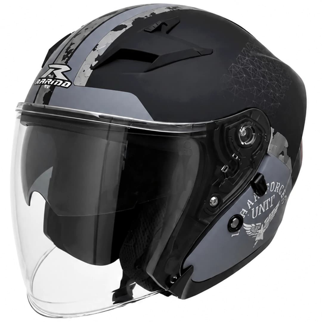 کلاه کاسکت بدون فک راپیدو مدل 878 MATTE BLACK GRAY ARMY