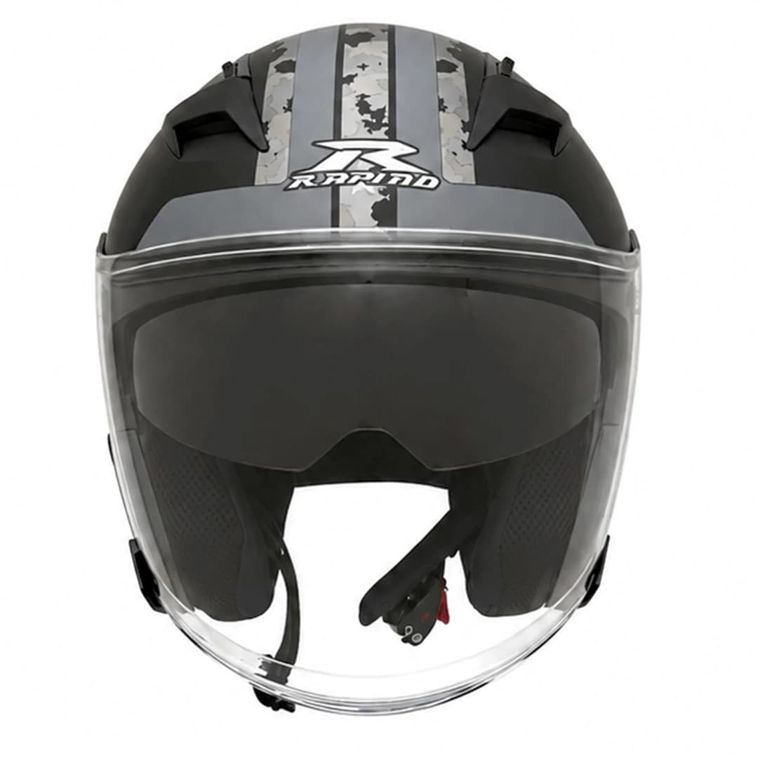 کلاه کاسکت بدون فک راپیدو مدل 878 MATTE BLACK GRAY ARMY — تصویر ۷