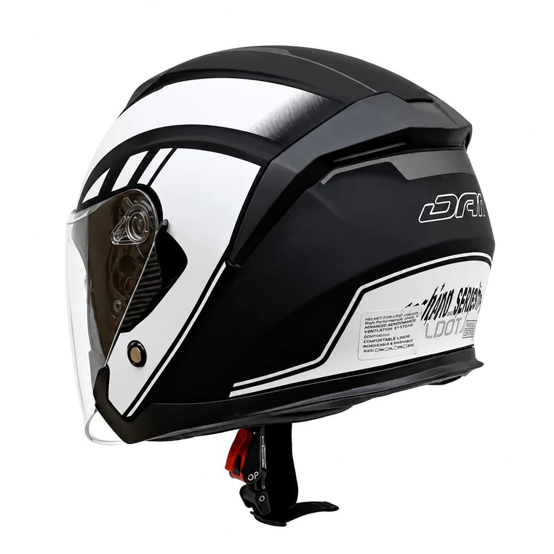 کلاه کاسکت بدون فک دی ای وان مدل 405 MATT BLACK GRAPHIC WHITE — تصویر ۳