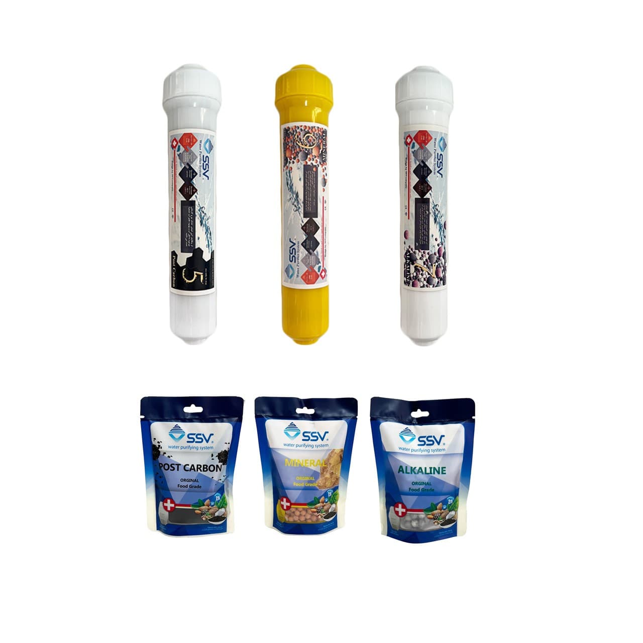 فیلتر دستگاه تصفیه آب مدل Post carbon و Mineral و Alkaline به همراه شارژ یدک