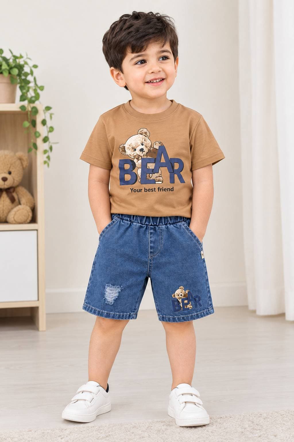 تیشرت و شلوارک طرح bear پسرانه (18 ماه تا 6 سال) کد 26800115