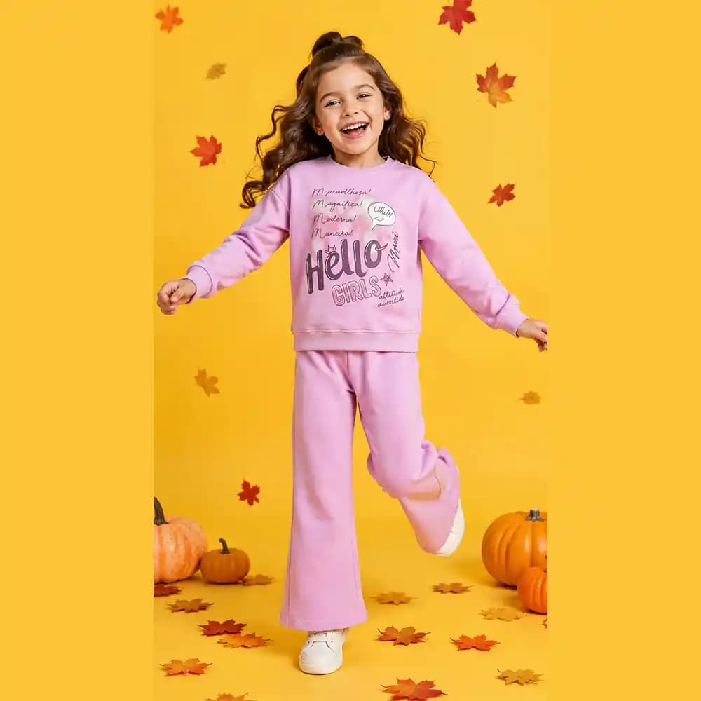 بلوز و شلوار طرح Hello Girls دخترانه (4 تا 7 سال) کد 630560