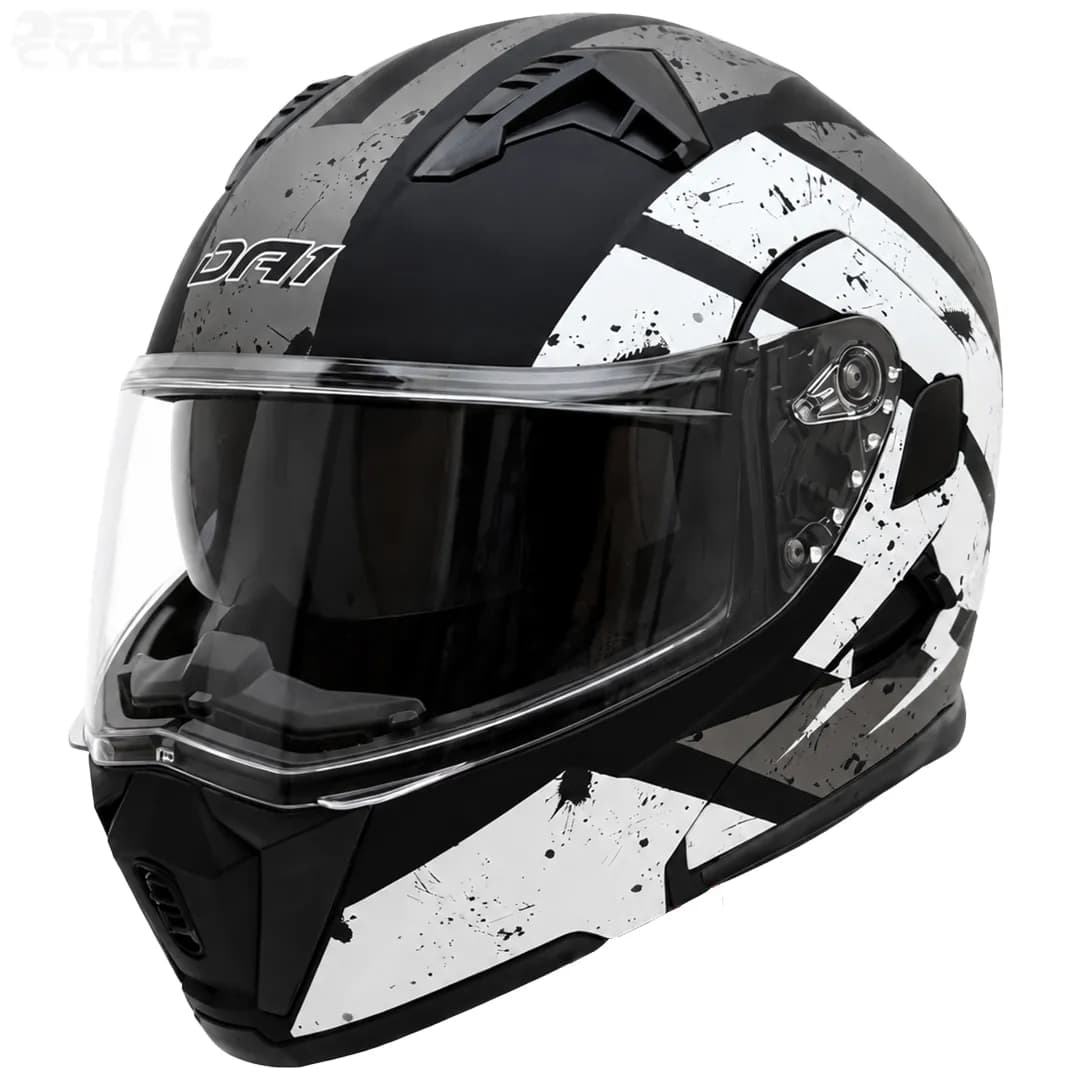 کلاه کاسکت فک متحرک دی ای وان مدل 106MATT BLACK GRAPHIC WHITE
