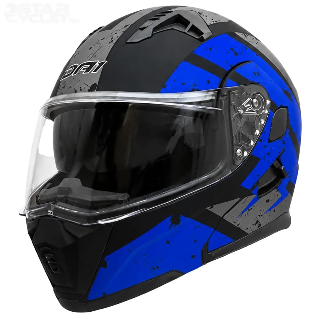 کلاه کاسکت فک متحرک دی ای وان مدل 106MATT BLACK GRAPHIC BLUE