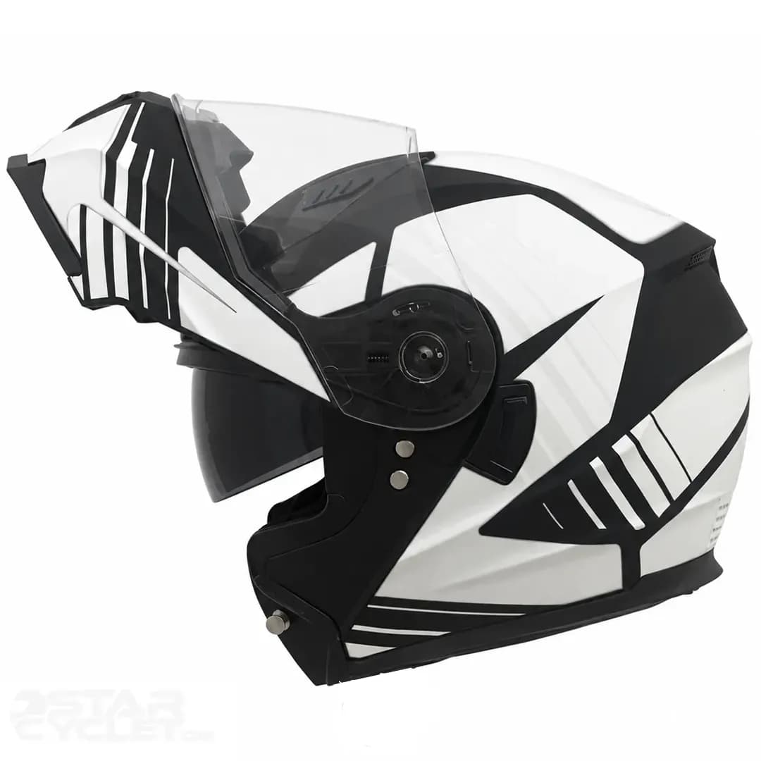 کلاه کاسکت فک متحرک دی ای وان مدل 105MATT BLACK GRAPHIC WHITE — تصویر ۲