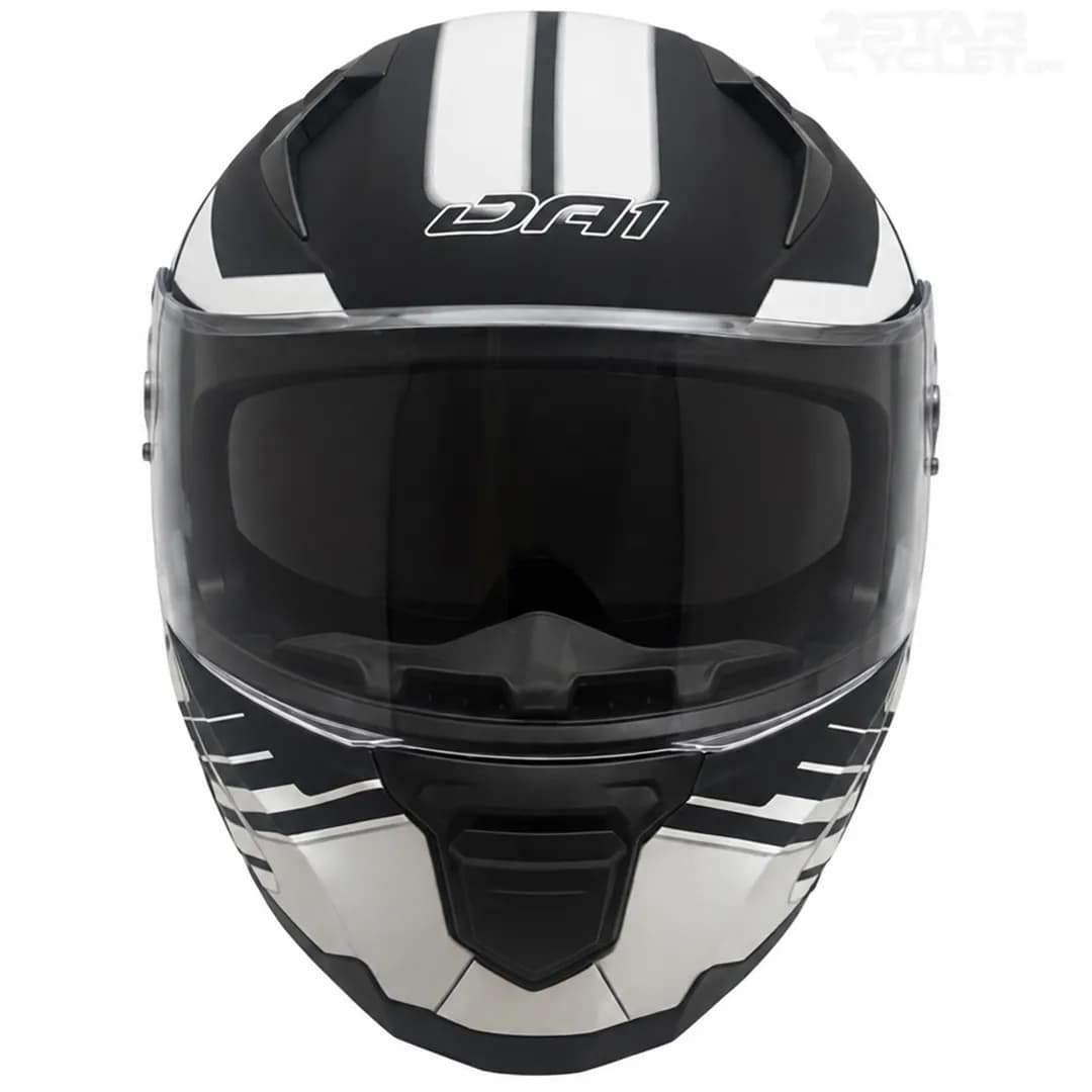 کلاه کاسکت فک متحرک دی ای وان مدل 105MATT BLACK GRAPHIC WHITE — تصویر ۴