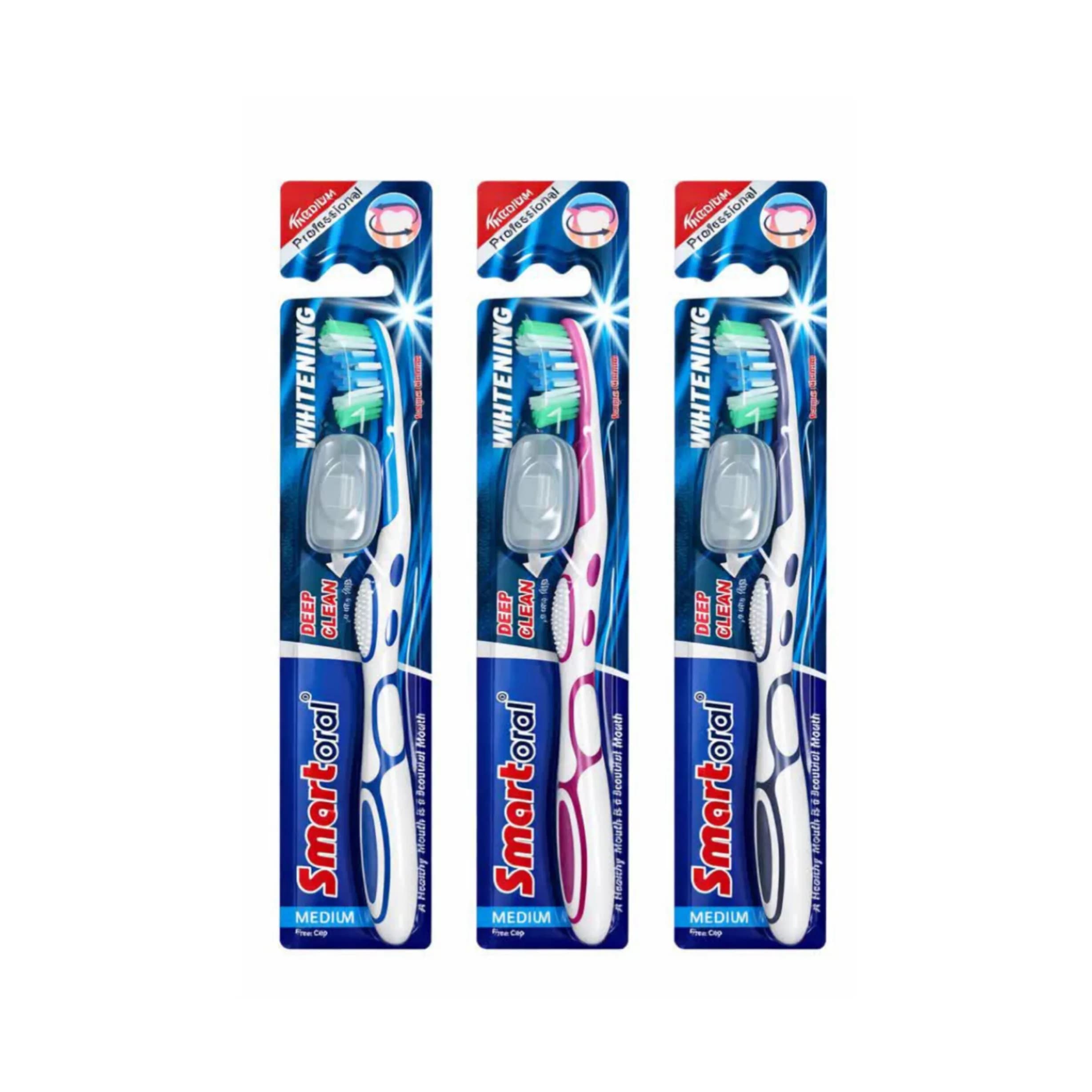 مسواک اسمارت اورال مدل Deep clean با برس متوسط بسته ۳ عددی — تصویر ۲