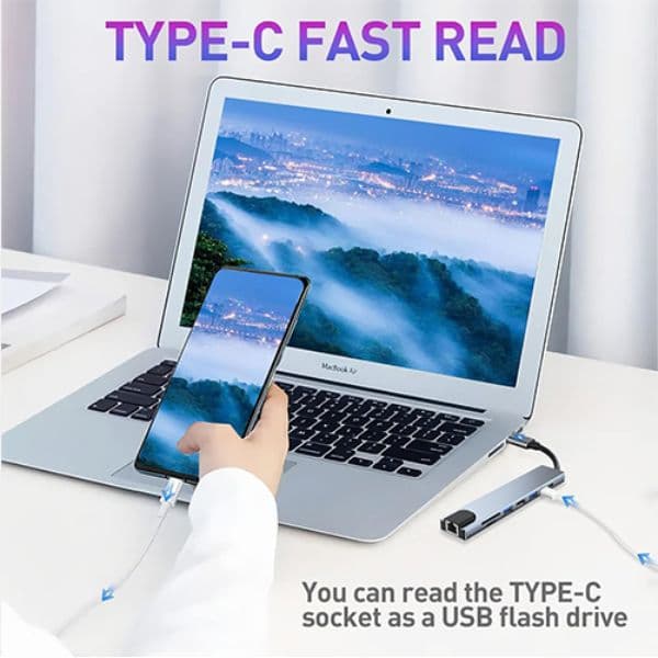 هاب تایپ سی هشت پورت Type-C USB-C HUB MiraScreen — تصویر ۴