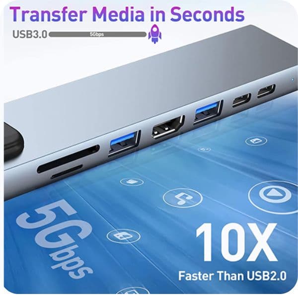 هاب تایپ سی هشت پورت Type-C USB-C HUB MiraScreen — تصویر ۵