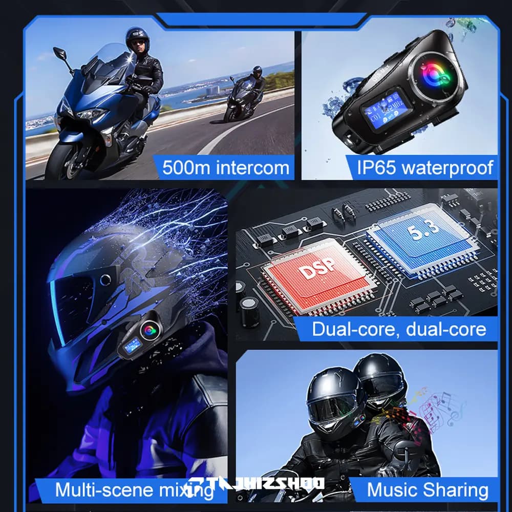 هدست بلوتوث و اینترکام کلاه کاسکت مدل Q58-MAX — تصویر ۴
