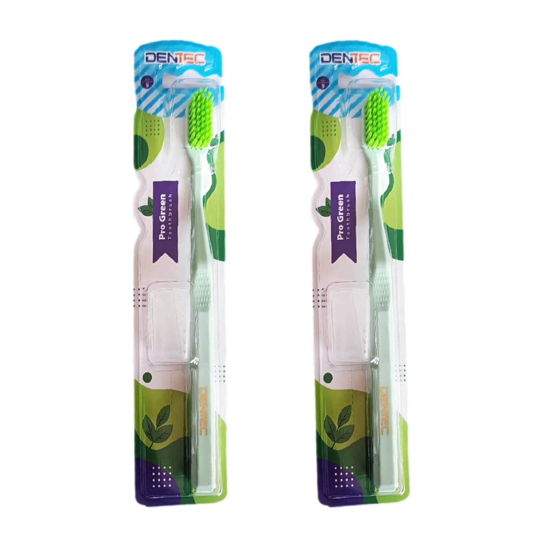 مسواک سبز دن تک مدل pro Green با برس نرم مجموعه دو عددی
